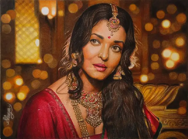 Color Drawing of Aishwarya Rai Bachchan from 'Ponniyin Selvan: 1'